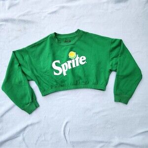Forever 21 Sprite Cropped Sweatshirt Womens Medium Green Graphic Trendy Pullover